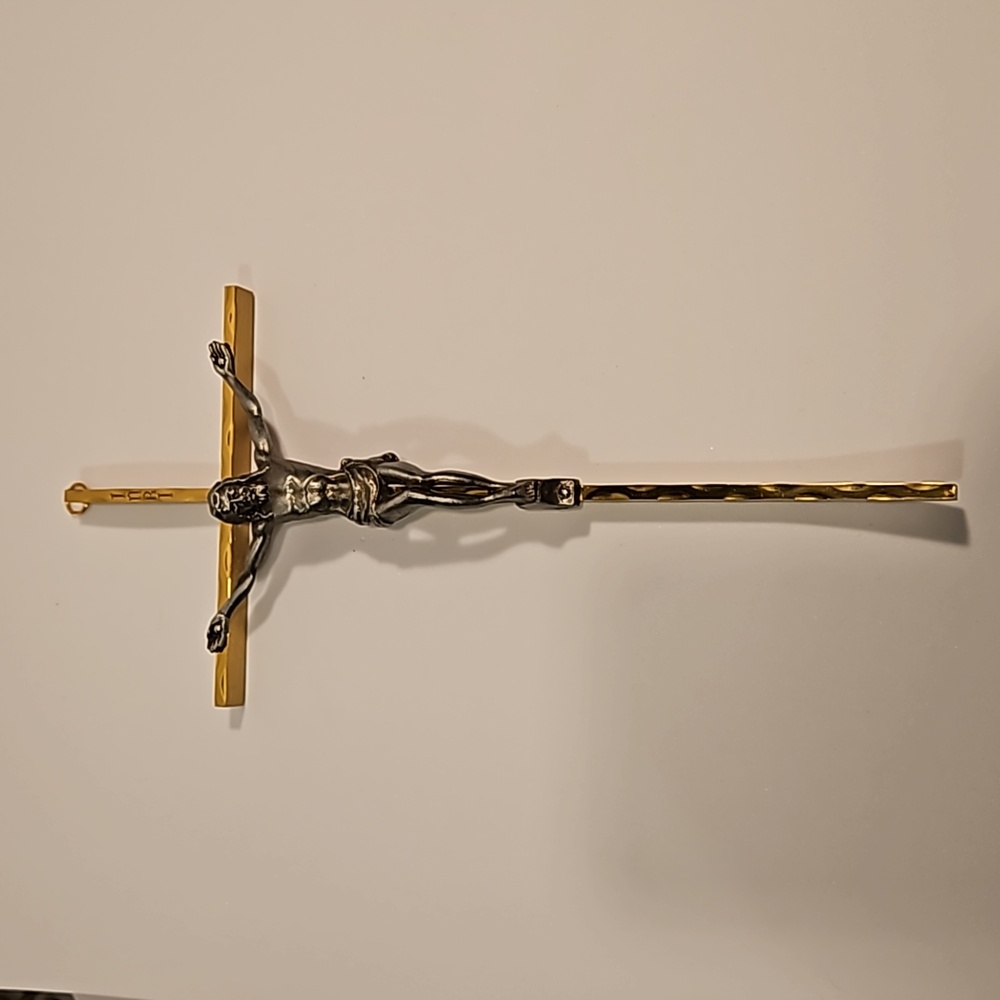 Holy Spiritual Religious Crucifix Cross in Pewter & Brass Finish (#4)